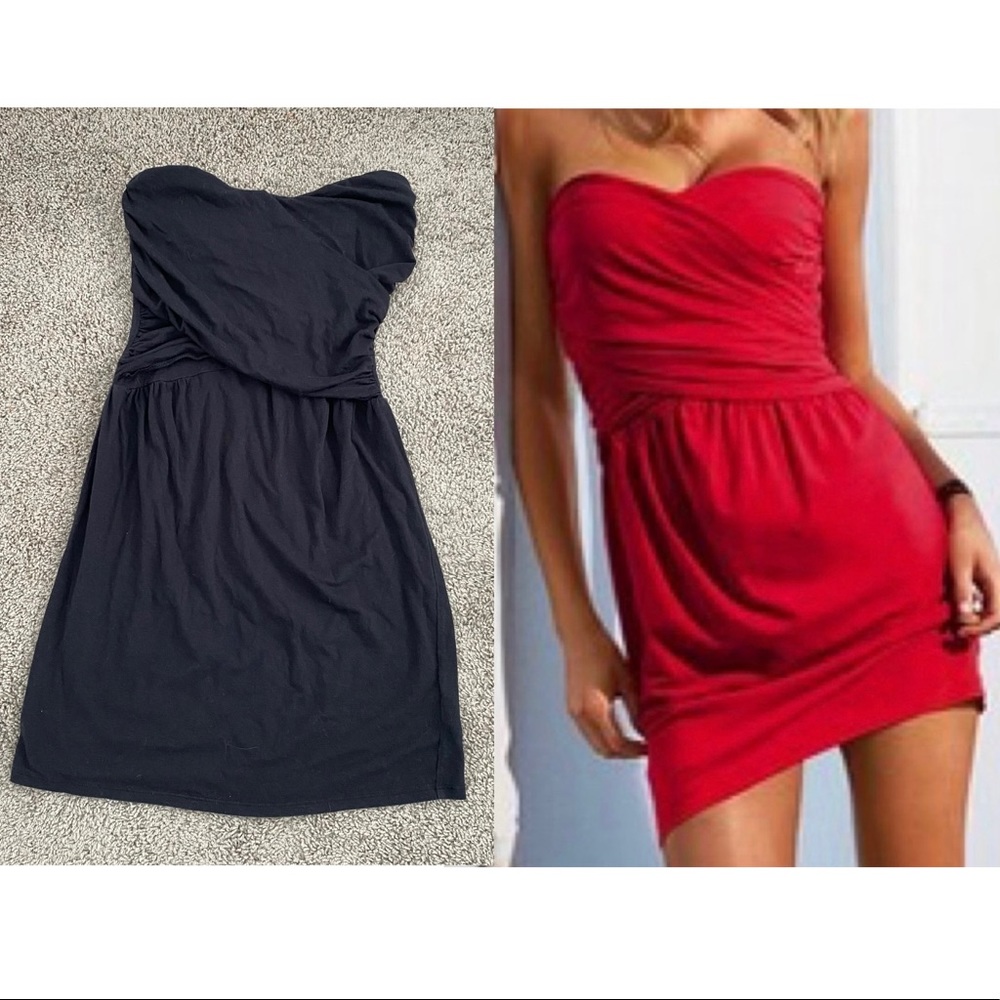 Black Victoria's Secret Strapless Black built in bra dress